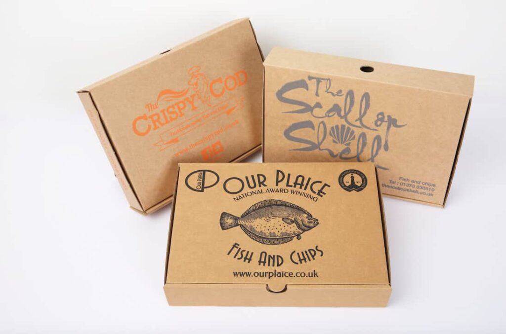 Branded fish and chip boxes