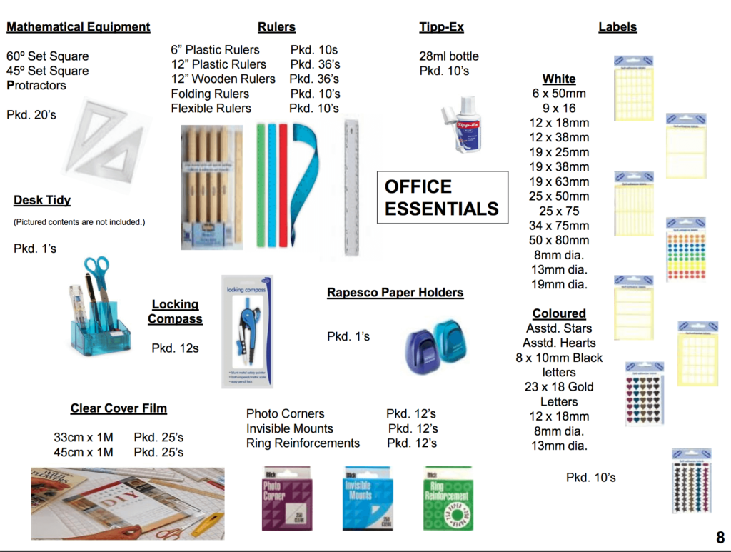 Office essentials and labels